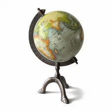 Vintage Style World Globe with Brass Stand - 12.5" Decorative Desk Office Decor