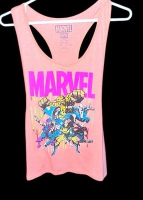 Marvel Comics Orange Classic Superhero Design Sleeveless Tank Top Size Large L