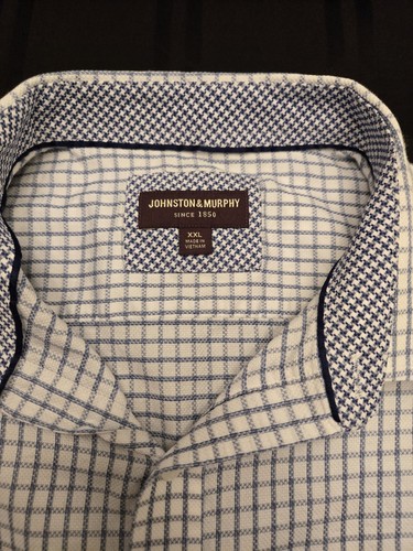 Johnston & Murphy Hemd Herren XXL Langarm Flip Cuff rosa blau kariert weiß - Bild 2 von 11