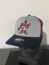 RETRO THROWBACK CHIEF WAHOO LOGO INDIANS BLUE RED GRAY MESH MID SNAPBACK HAT NEW