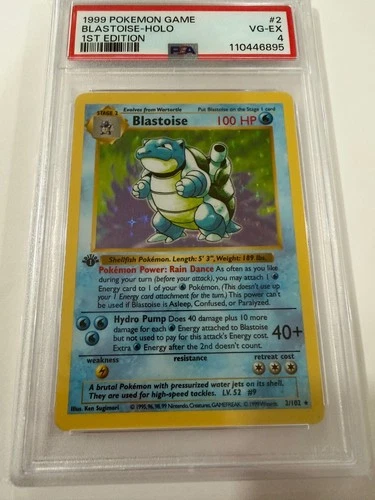 Blastoise 1st Edition Pokemon TCG Base Set (Shadowless) Holo 002/102 PSA 4