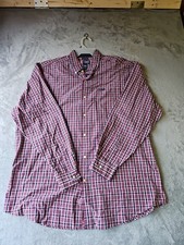 Chaps Dress Shirt Mens 2XLT Red/Blk Plaid Collared Button Down C4