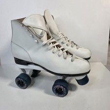 Roller Derby Skates Size 10 White Urethane Wheels Lace Up Skating Retro