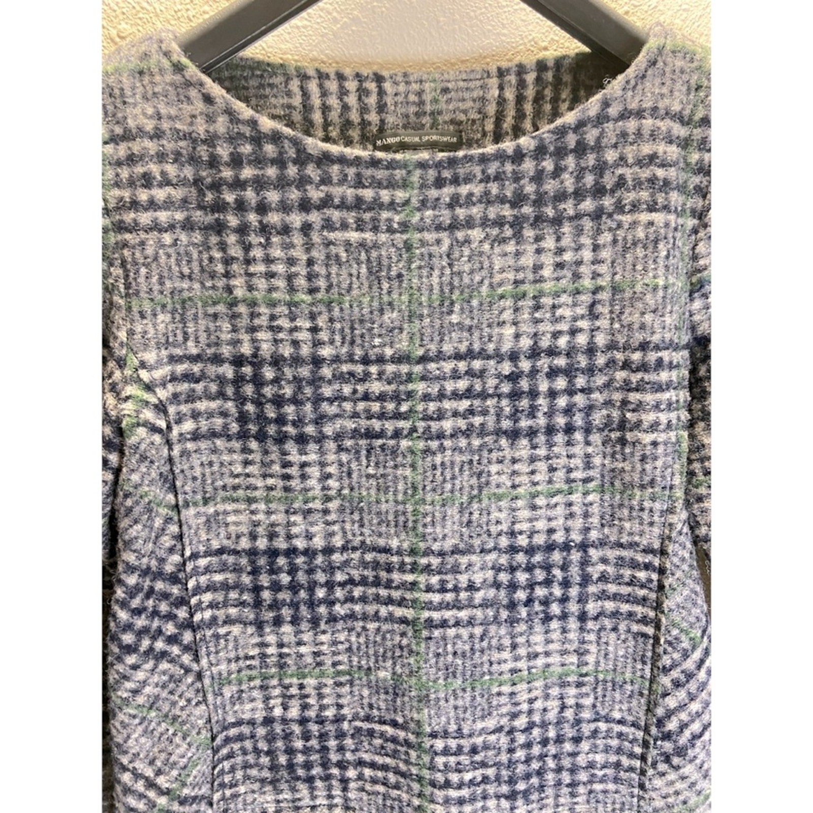 Mango Women Gray Plaid Wool blend Mini Dress Size XS thumbnail 3