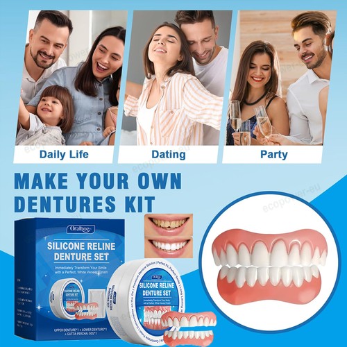 Silicone Reline Denture Set Soft Silicone Denture Set False Teeth for Women Men - Picture 18 of 18
