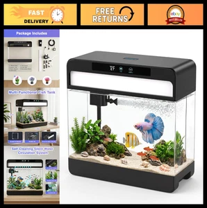 3 Gallon Fish Tank Starter Kit - Smart Aquarium with 3-in-1 Pump, LED Lights & T