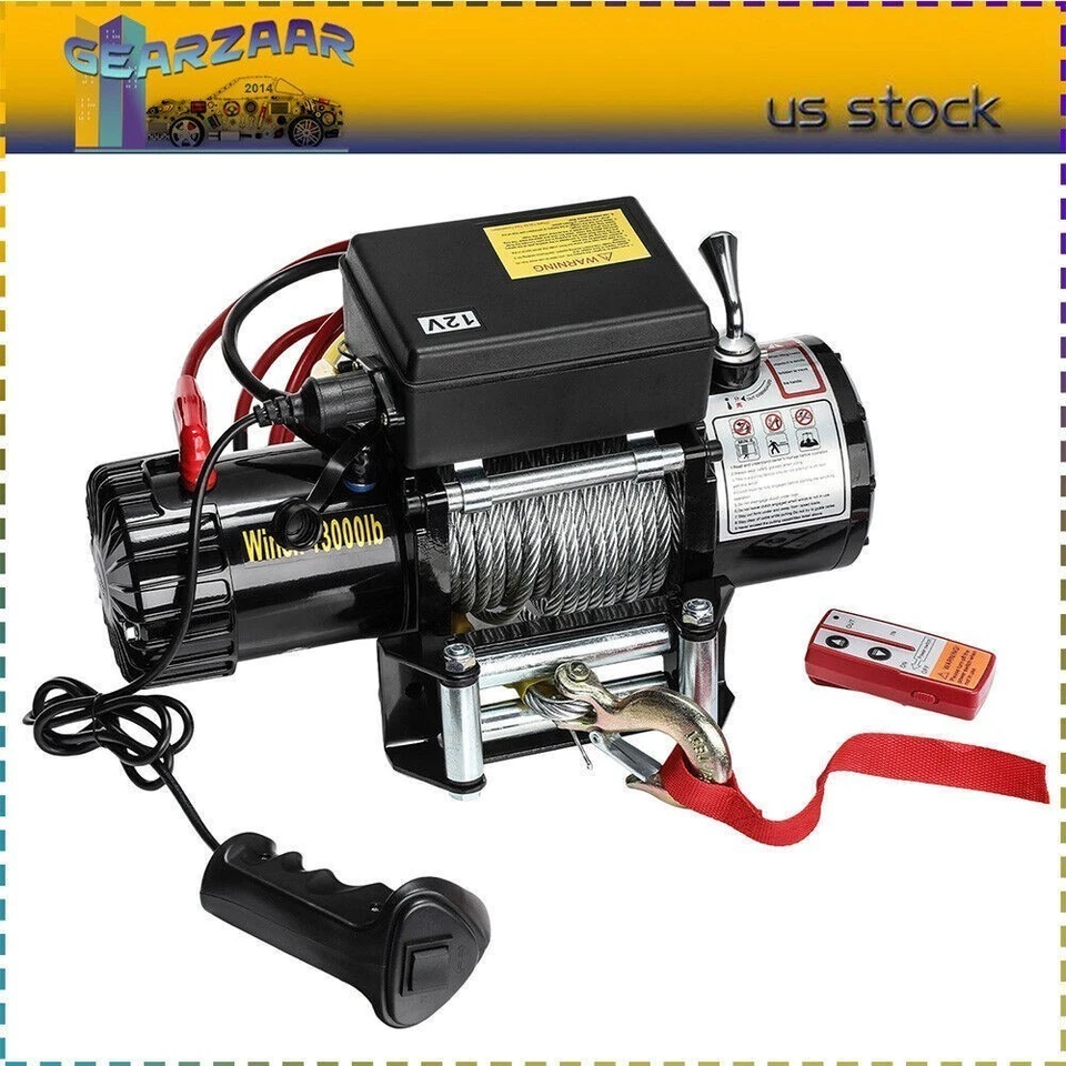 Kit de camión de cuerda de acero con cabrestante eléctrico de 12 V 13000 lb para remolque Jeep 13000 lb 4x4/ Foto 2 de 4