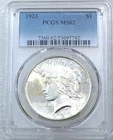 1923 Peace Silver Dollar PCGS MS62 Frosty Just Graded New Holder PQ #E240V