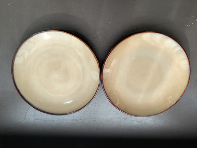 2 SANGO Nova Brown 7  in. SALAD PLATES (#4933) Brown, Tan & Cream w/ brown trim