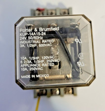Potter Brumfield KUP-14A15-24 24VAC DPDT Power Relay w/ Base Used