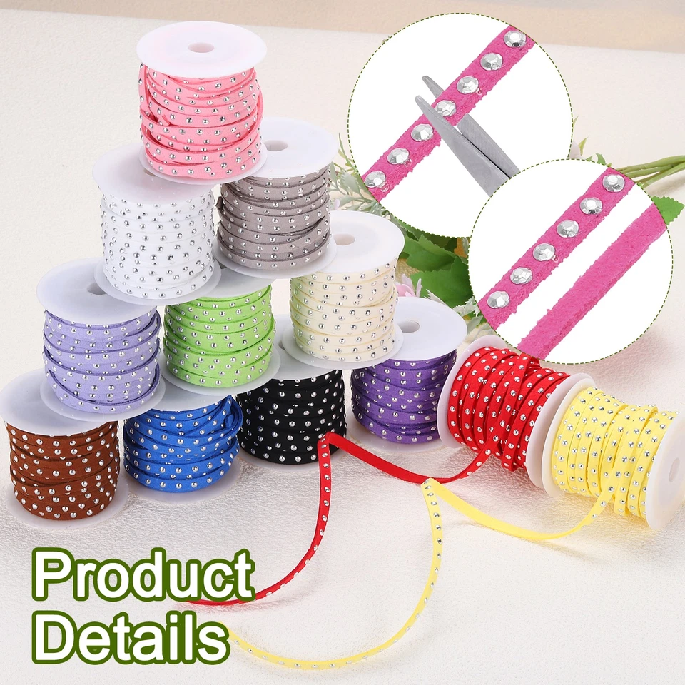 22 Yard Faux Suede Leather Cord 3mm,[for DIY Craft]-20m/Rose Red Silver Foto 4 de 4