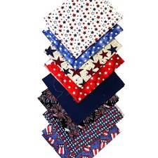 Patriotic Fat Quarter Lot of 8 - Cotton Quilting Sewing Fabric- 4th of July