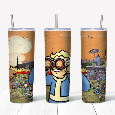 Fallout 76 Vault Boy Sublimation 20oz Skinny Drink Tumbler