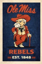 Ole Miss Rebels 12x8in Metal Sign Vintage Mascot Est 1848 Home Decor