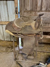 Brown Antique Western Saddle for parts 