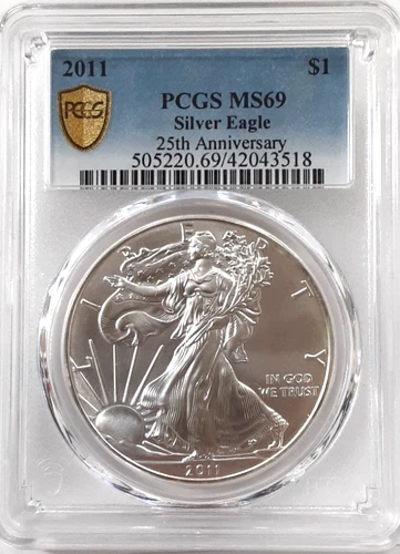 2011 $1 American Silver Eagle PCGS MS69 25th Anniversary (518)