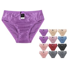 Women's Satin Smooth Nylon Blend Panties Stretch Bikini Briefs 12 Pack