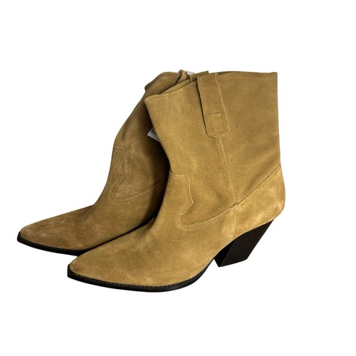 Zara Taupe Grey Split Suede Cowboy Style Ankle Boots - NEW SIZE UK 7 EU 40 - Picture 1 of 6