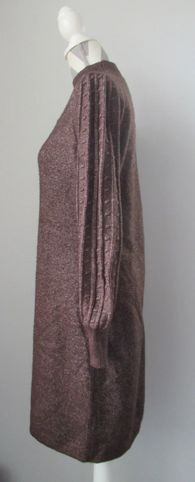 Calvin Klein 4338 Sweater Dress Women Size M Broun Long Sleeve Cowl Neck - Image 3 of 4