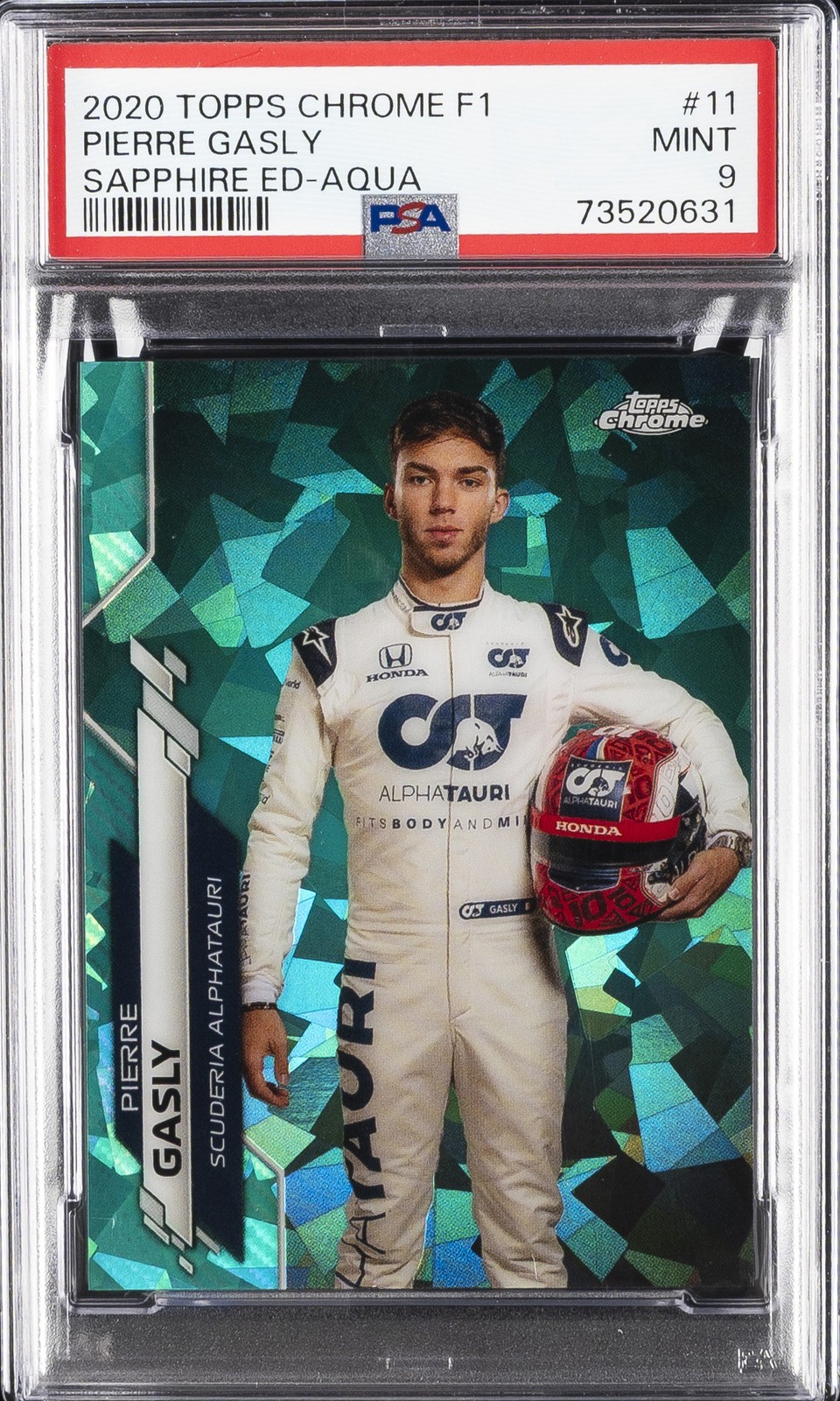 2020 TOPPS CHROME FORMULA 1 SAPPHIRE EDITION AQUA #11 PIERRE GASLY 15/99 PSA 9