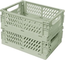 Small Pastel Plastic Storage Bins 2Pcs Foldable Pastel Crates