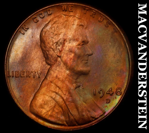 1948-D Lincoln Wheat Cent- Color- Choice Gem Brilliant Uncirculated #J4054