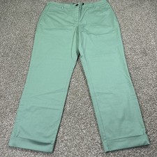 Wildfang Essentials Trouser Women  s Mint Green Chino Pants Cuffed Size 12 36/28