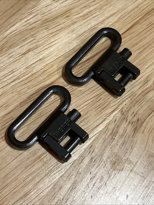 VINTAGE JAEGER SOLID CAST STEEL BLUED 1'' RIFLE SLING SWIVELS PAIR  NICE 