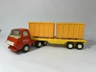 Vintage Tiny TONKA Orange Semi Truck Cab & Container Flatbed Trailer