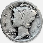 1925-P Mercury Dime 10c Good G++ * Original Surfaces * 1925P #1