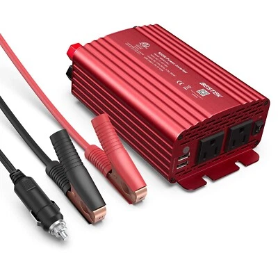 BESTEK 500W Power Inverter 12V to 110V Converter with Alligator Battery Clamp
