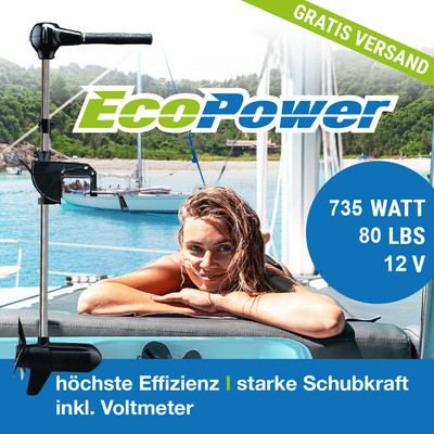 Elektro-Außenborder/Elektromotor EcoPower 1.0: 12V - 80lbs - 735W