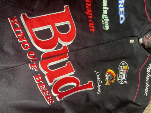 VINTAGE Dale Earnhardt JH Design NASCAR 2000 Button Jacket Budweiser Sz L - Picture 4 of 10