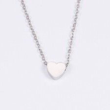 Stainless Steel Silver Heart Jewelry Charm Pendant Necklace Chain Women Gift