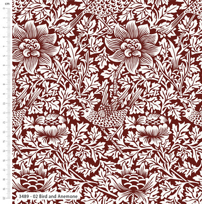 William Morris Designs Vogel und Anemone 100% Viskose 150 cm breit Viskosestoff