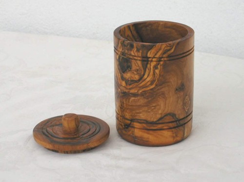Olive Wood Spice Jar Salt Keeper w/Lid - Picture 8 of 8