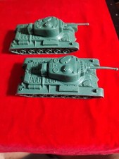  2 VINTAGE ORIGINAL 1963 Marx Battleground Forest Green Soft Plastic 41 Tank