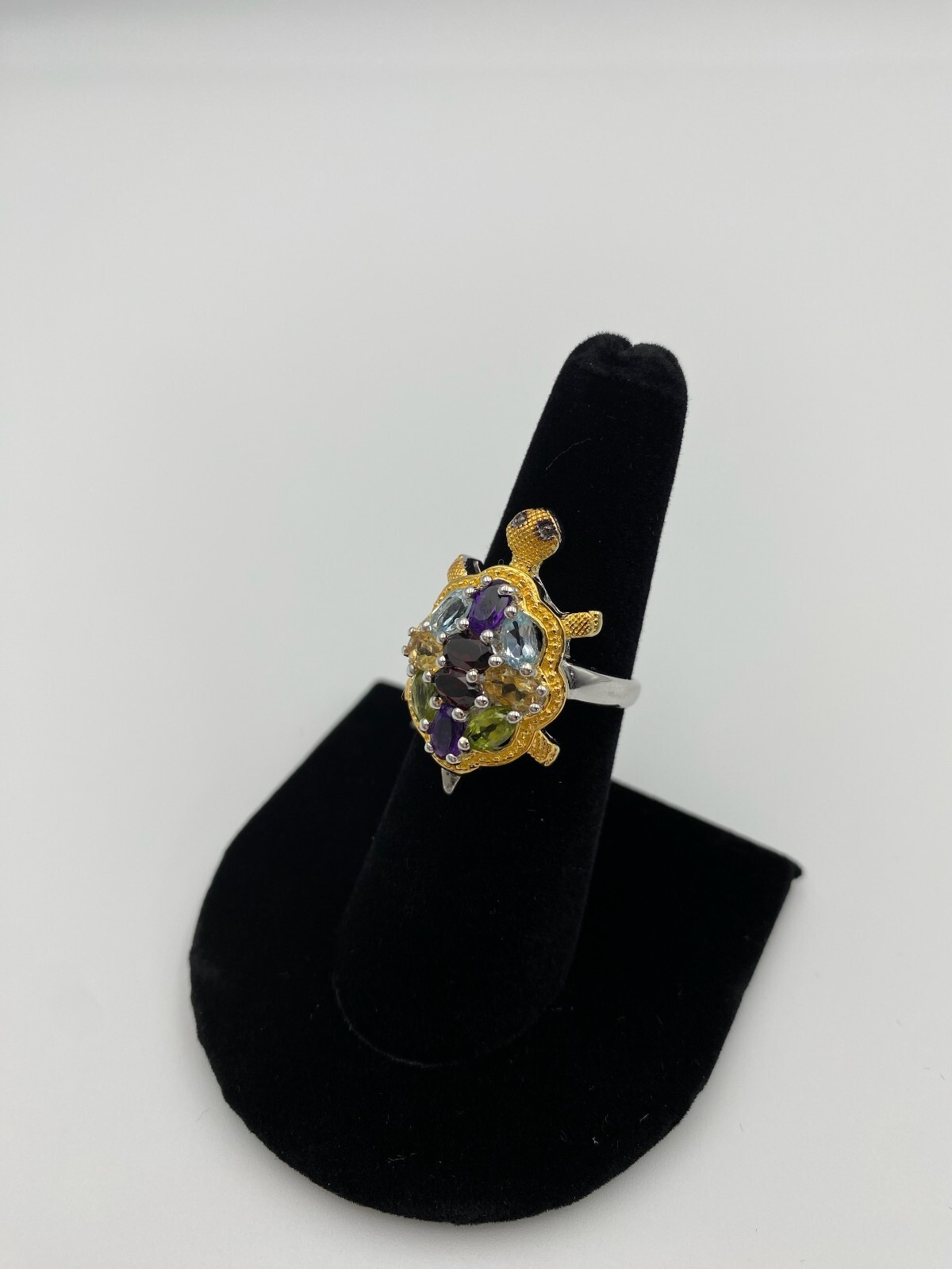 Ring Multi-Gemstone Turtle  – 14K Yellow Gold Ove… - image 3