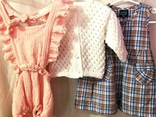 Vintage Baby Girl Lot Of 3 Sun Valley Dress Handmade Sweater Romper 12 Months