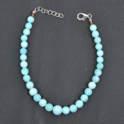 Peru Opal Bracelet 925 Silver Lock 8 Inch Length 5-8 MM Round Shape Gemstone