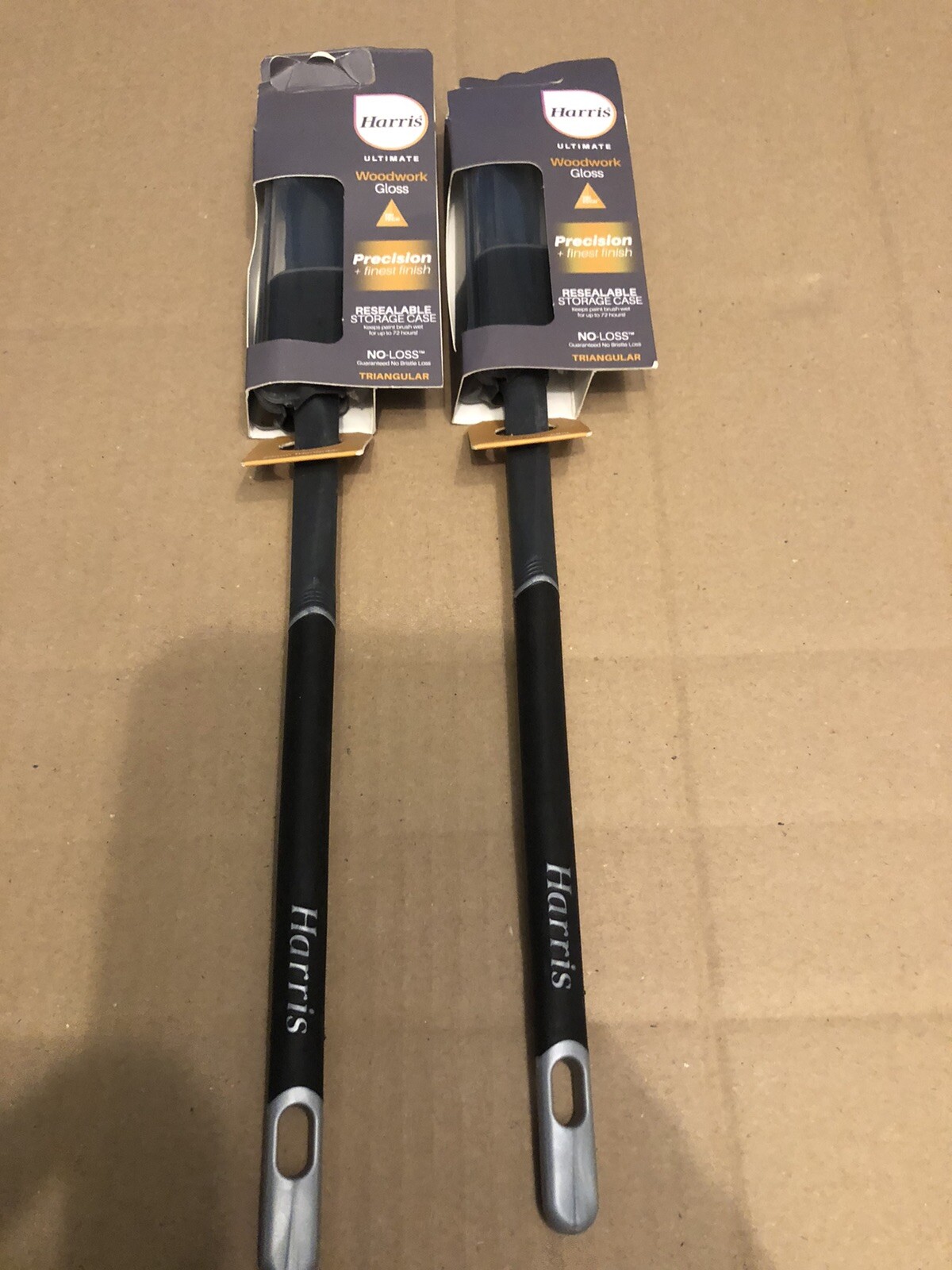 2 x Harris Ultimate Woodwork Gloss Triangular 20mm Brush With Storage Case