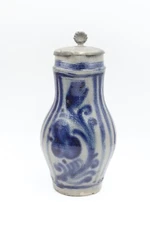 Westerwald Jug Pot Stoneware 2nd Half Of The 19th Century With Pewter Lid