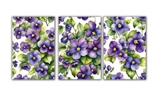 6 Assorted All Occasion Note Cards Blank Greeting Cards Flowers Violets Purple