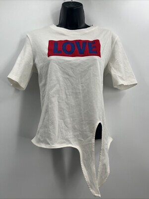 Sandro Women's Graphic Print ''LOVE''  Crew Neck White T-Shirt Size 0