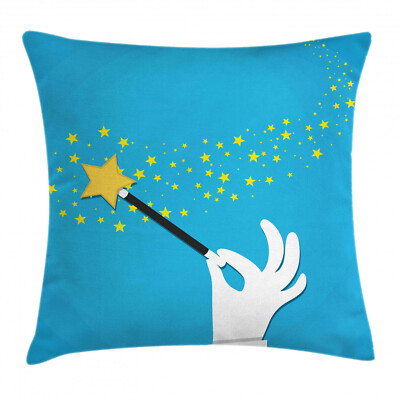 Magic Throw Pillow Cushion Cover Magician Wand Spreading Stars