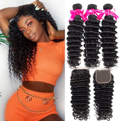 Beautiful Princess Hair Deep Wave Bundles With Closure Double Weft Human Hair