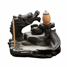 DRAGON BACKFLOW INCENSE BURNER CONES HOLDER WATERFALL EFFECT MULTI-FUNCTIONAL