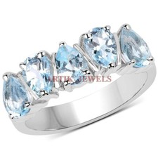 Natural Blue Topaz Gemstone with 925 Sterling Silver Ring for Women's 3339