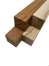 4 Pcs, African Mahogany  Ambrosia Maple 2x2x6 Woodturning Blank
