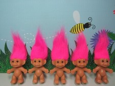 LOT OF 5 NAKED TROLLS WITH PINK HAIR - 3" Russ Trolls - NEW IN ORIGINAL BAGS